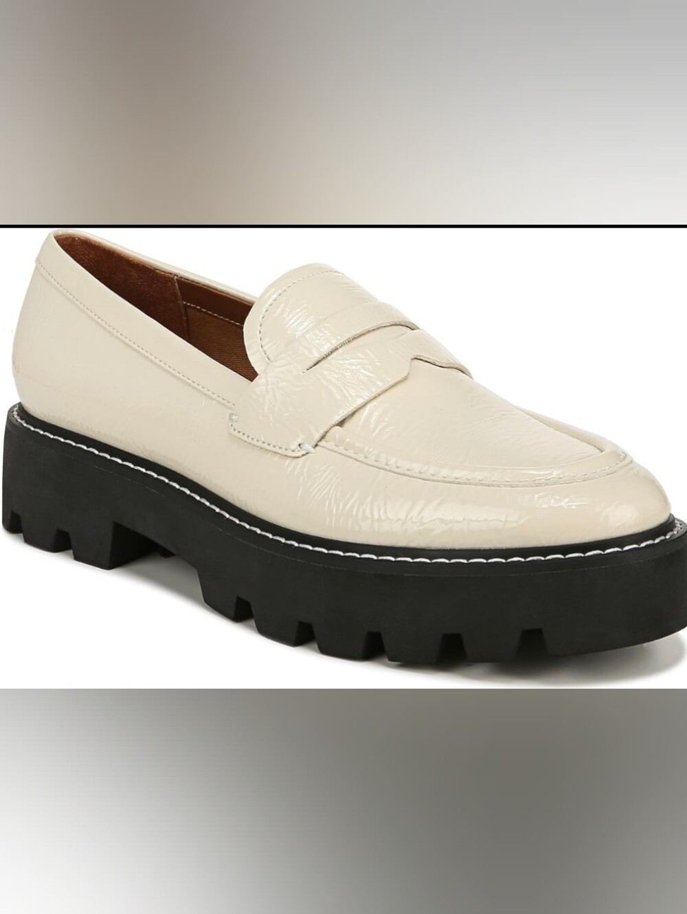 Franco Sarto Cream Patent Leather Platform Loafers